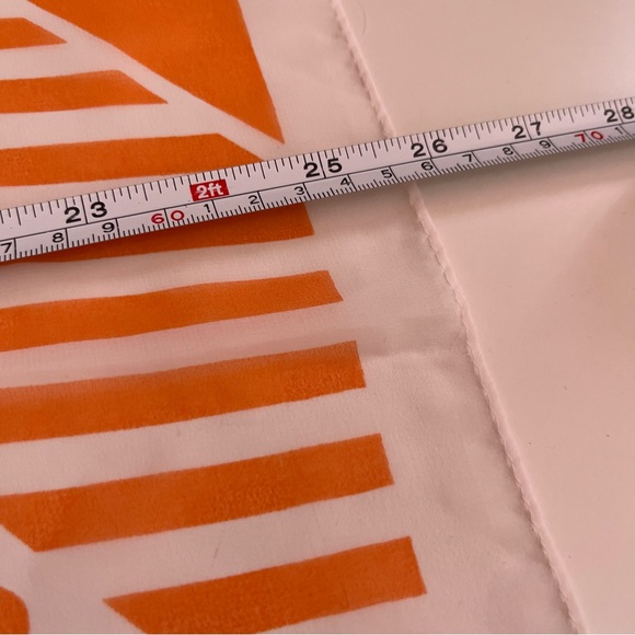 Vintage 60 70 Mod Geometric Orange White Semi Sheer Neck Scarf - Picture 12 of 17